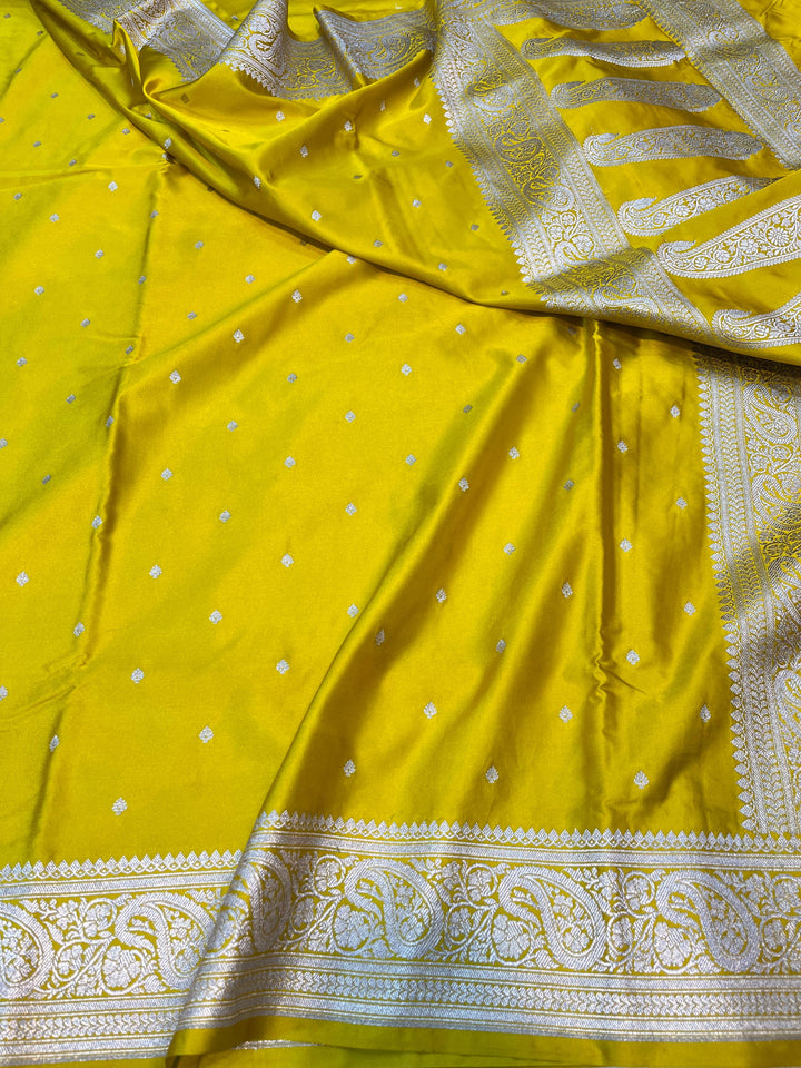 Pure Banarasi Mashru Silk Saree With Zari Work.