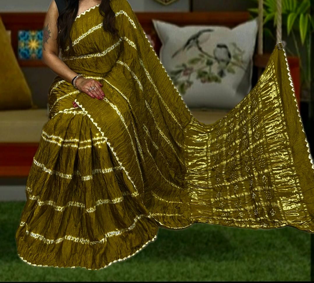 Pure Natural Dyeing Hand Block Print Modal silk saree.