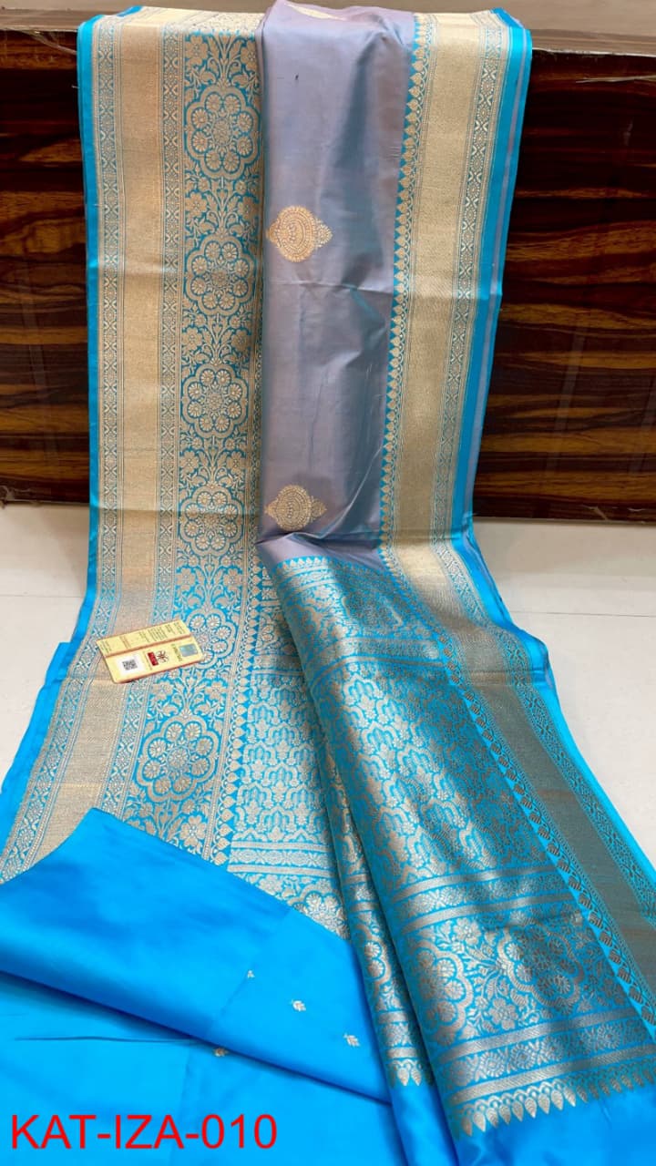Pure Banarasi Katan Silk Saree With Antique Zari Work .