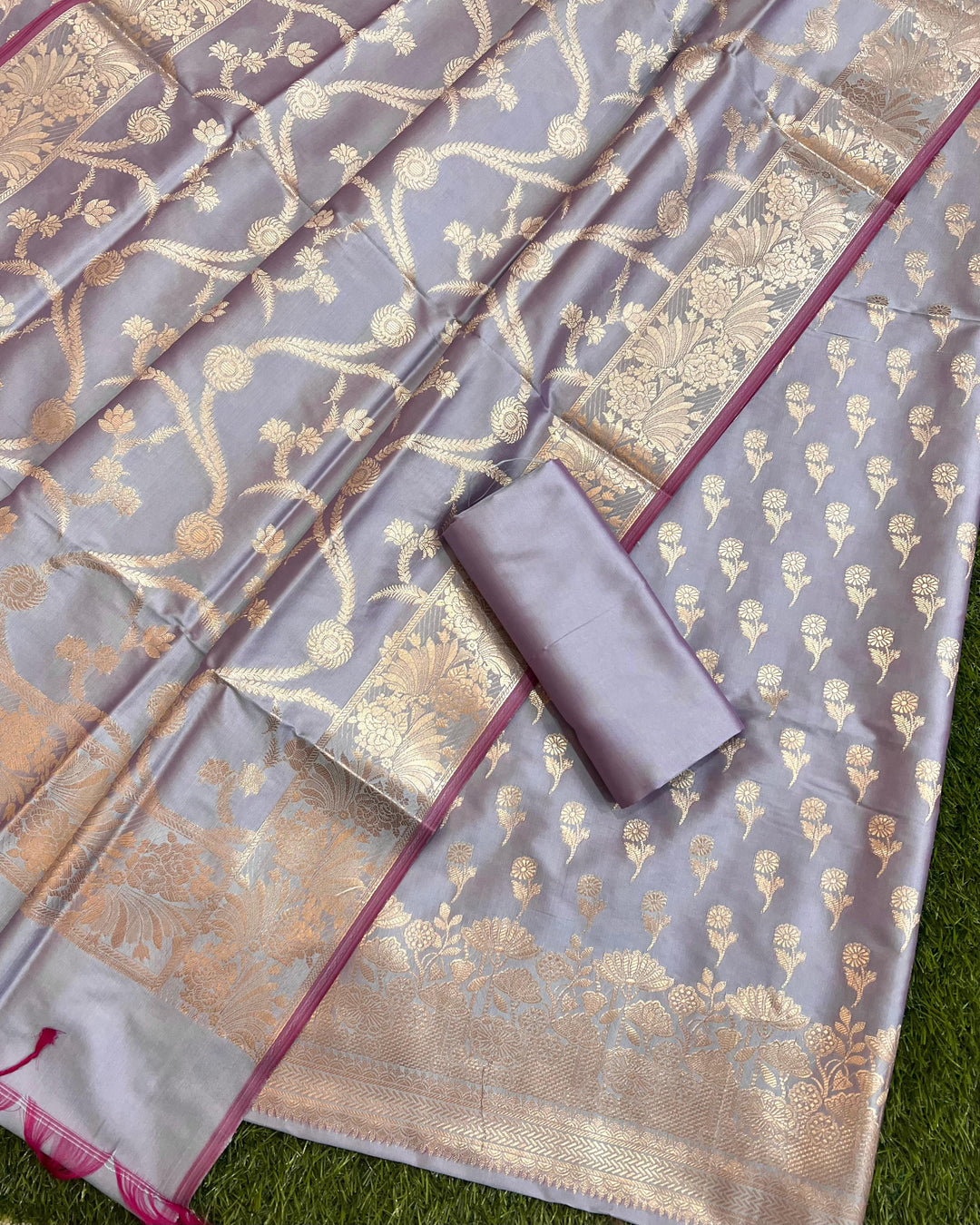 Exclusive Banarasi Silk 3 pc Unstitched suit .