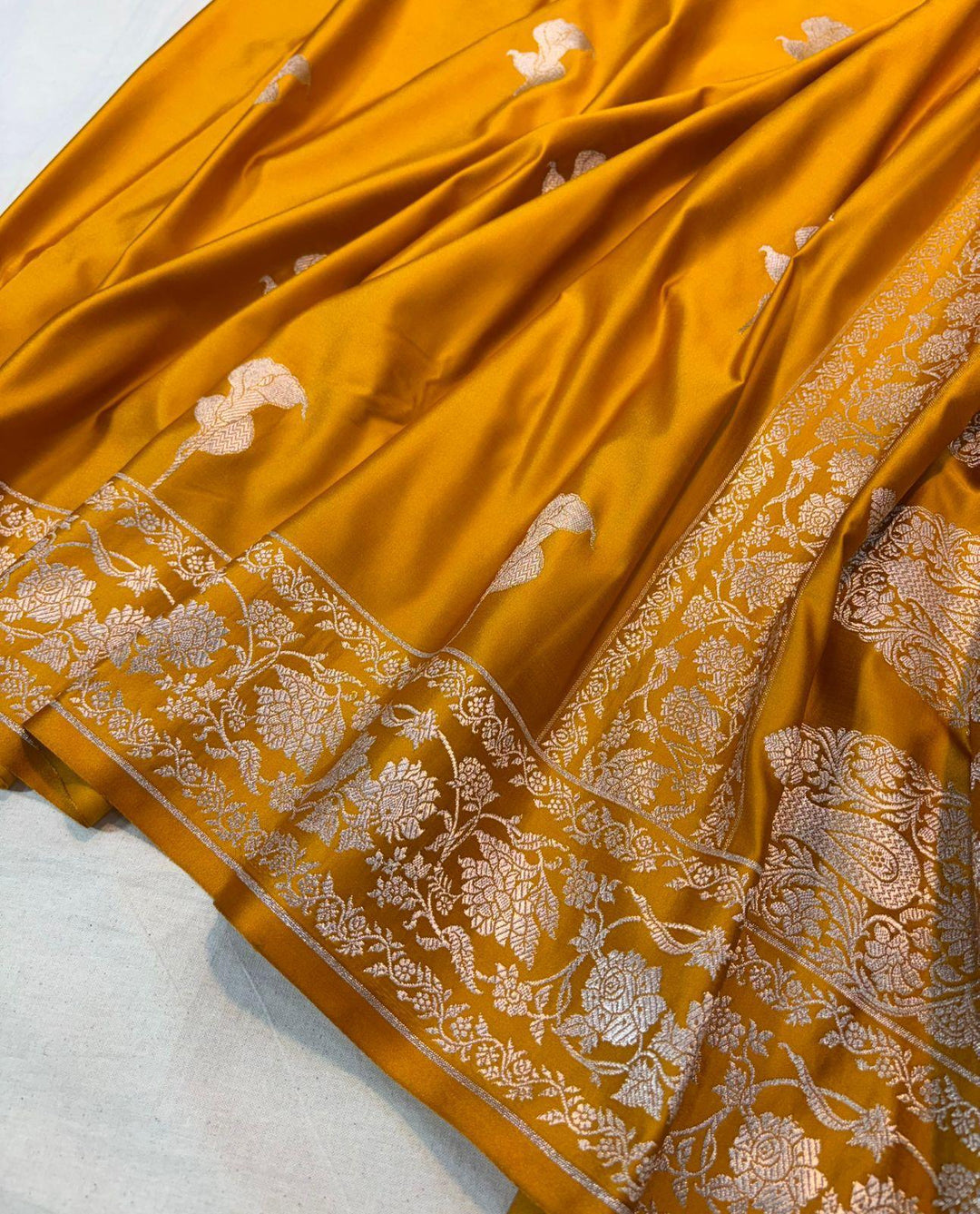 Pure Banarasi Mashru Silk Saree With Zari Work.