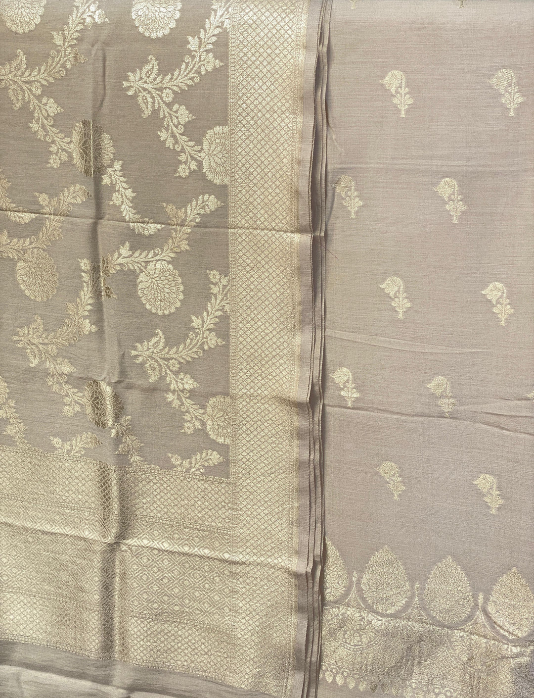 Pure Banarasi Munga Silk Weaved Unstitched Suit With Munga Silk Weaved Dupatta.