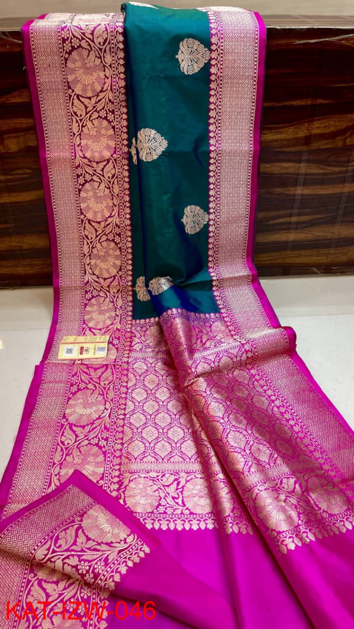 Pure Banarasi Katan Silk Saree With Antique Zari Work .