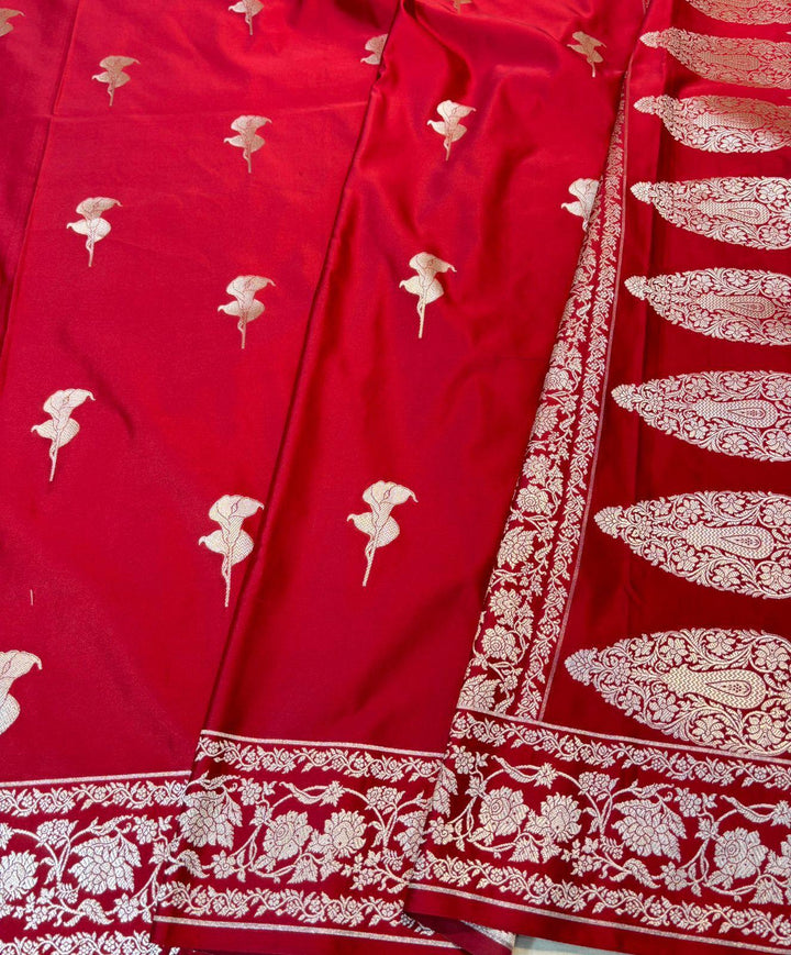 Pure Banarasi Mashru Silk Saree With Zari Work.