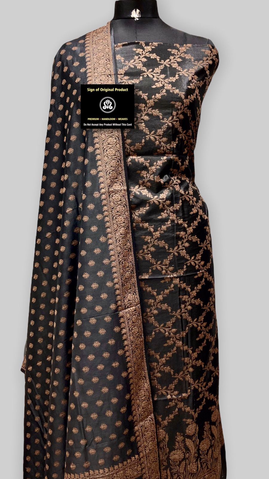 Banarasi Chiniya Silk Zari Work Unstitched Suit With Chiniya Silk Dupatta.