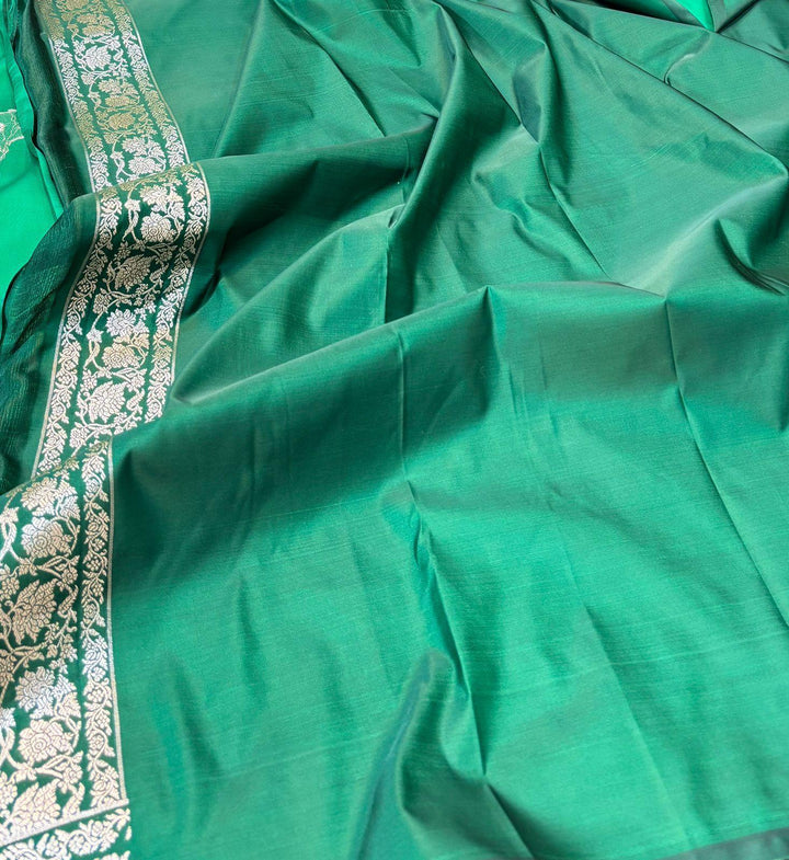 Pure Banarasi Mashru Silk Saree With Zari Work.