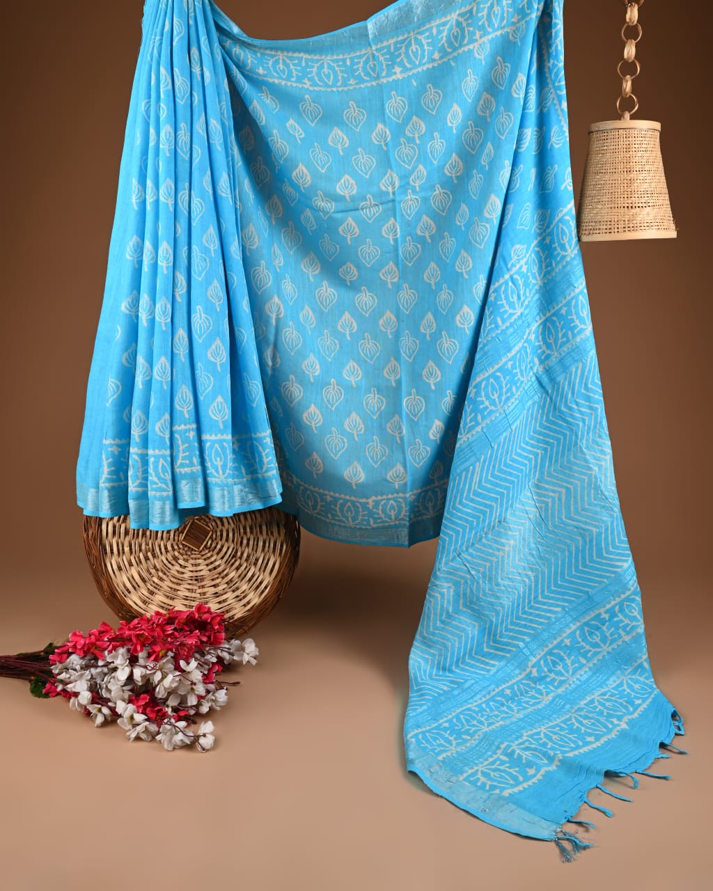 Hand Block Print Linen Saree with Blouse