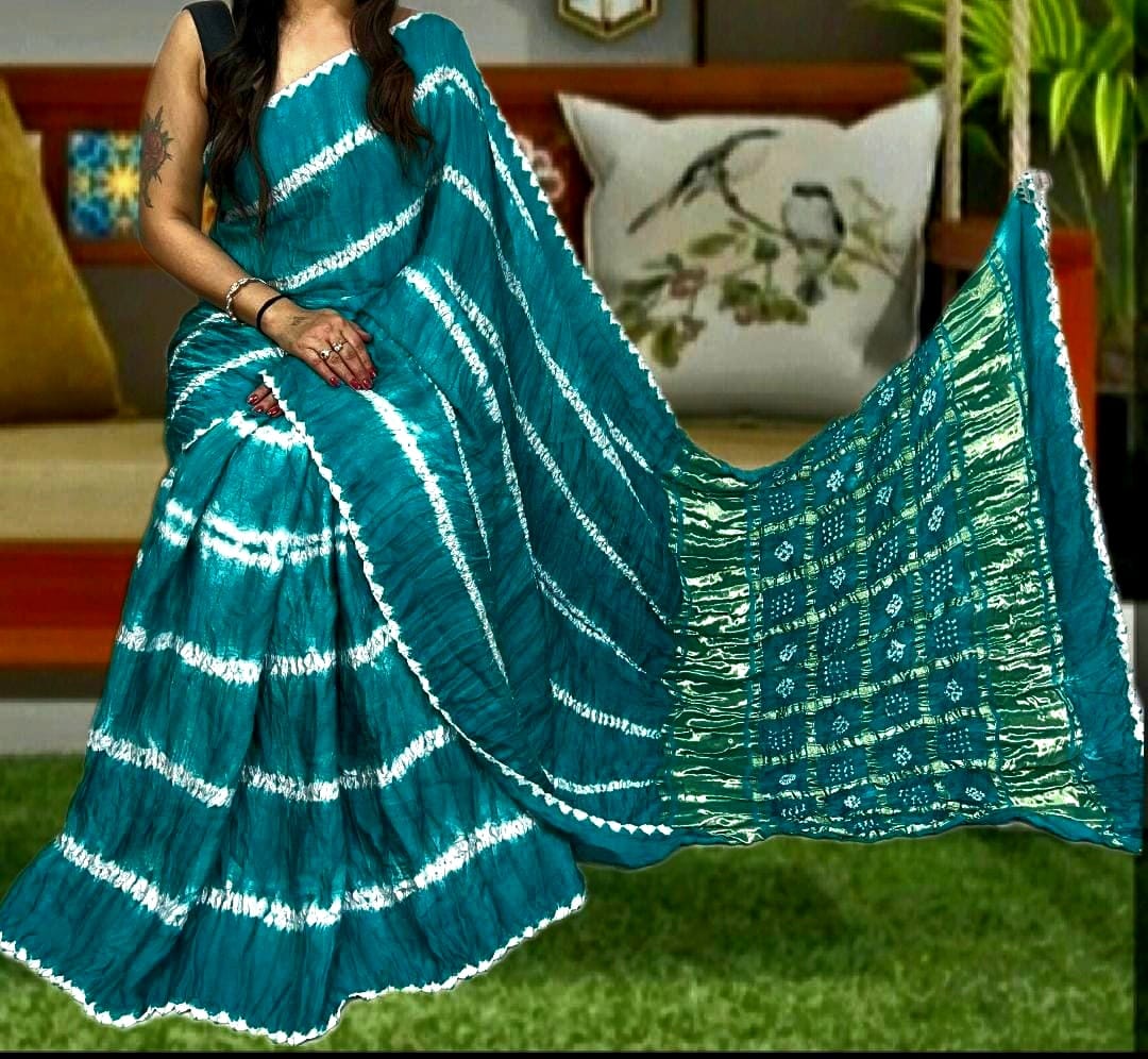 Pure Natural Dyeing Hand Block Print Modal silk saree.
