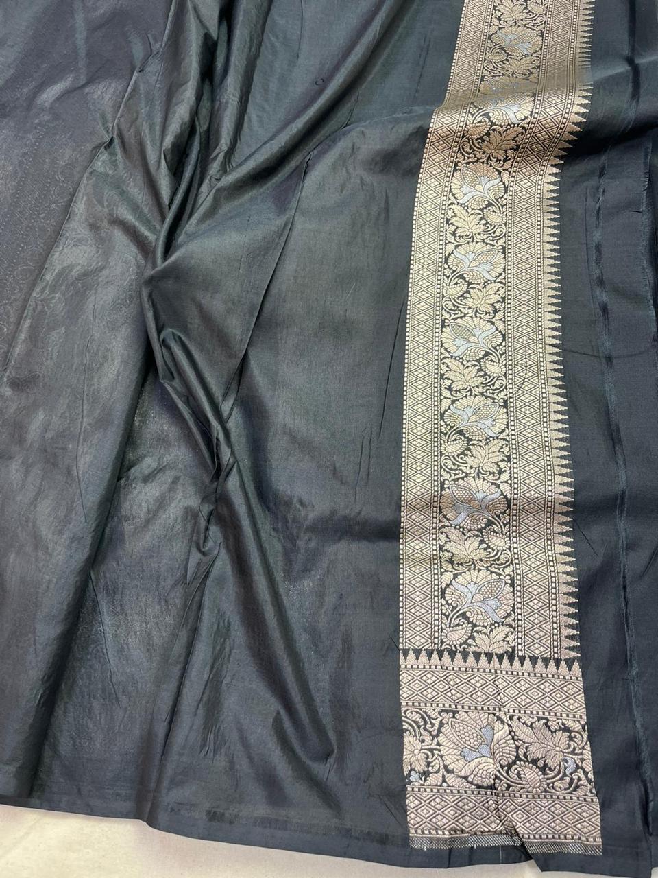 Pure Banarasi Handloom Katan Silk Saree With Beautiful  Zari Work .