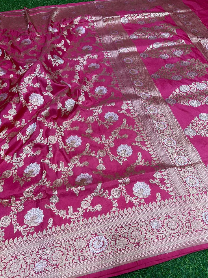 Pure Banarasi Handloom Katan Silk Saree With Beautiful  Zari Work .