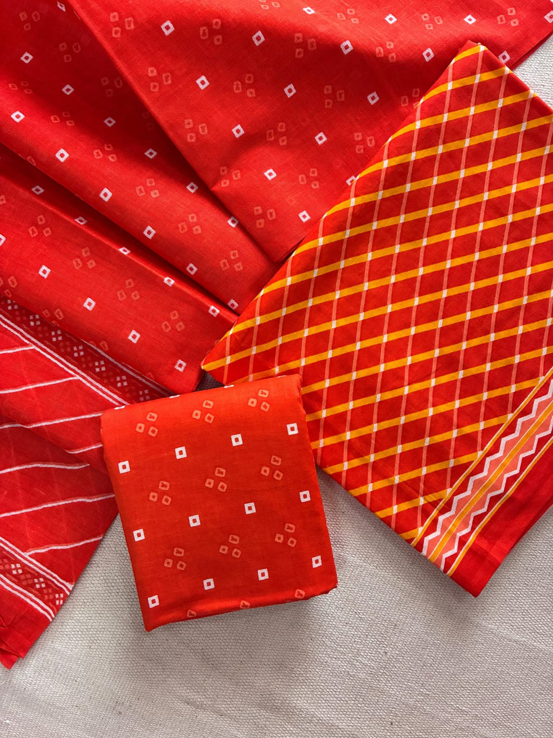 Pure Cotton Hand Block Print Unstitched Suit with Cotton Dupatta.