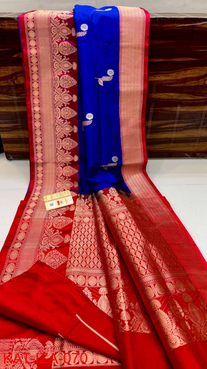 Pure Banarasi Katan Silk Saree With Antique Zari Work .