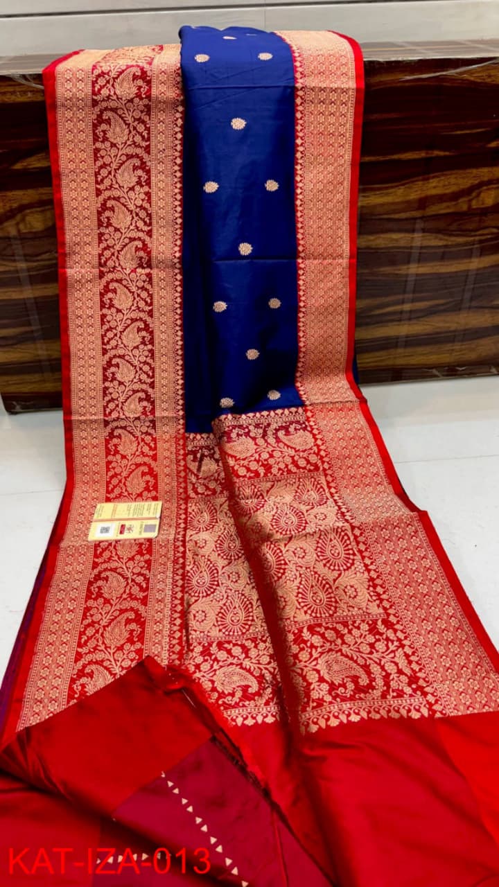 Pure Banarasi Katan Silk Saree With Antique Zari Work .