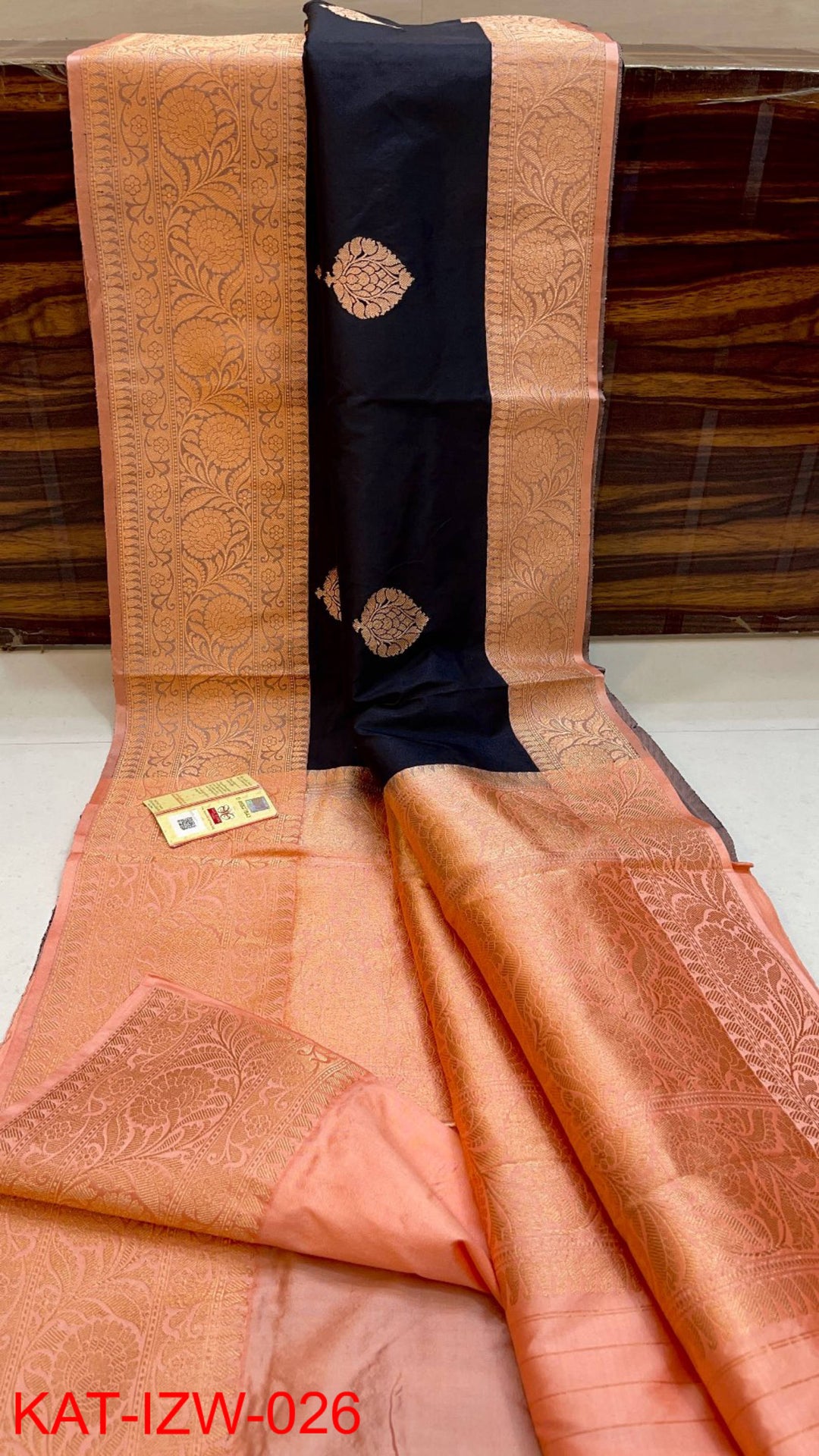 Pure Banarasi Katan Silk Saree With Antique Zari Work.