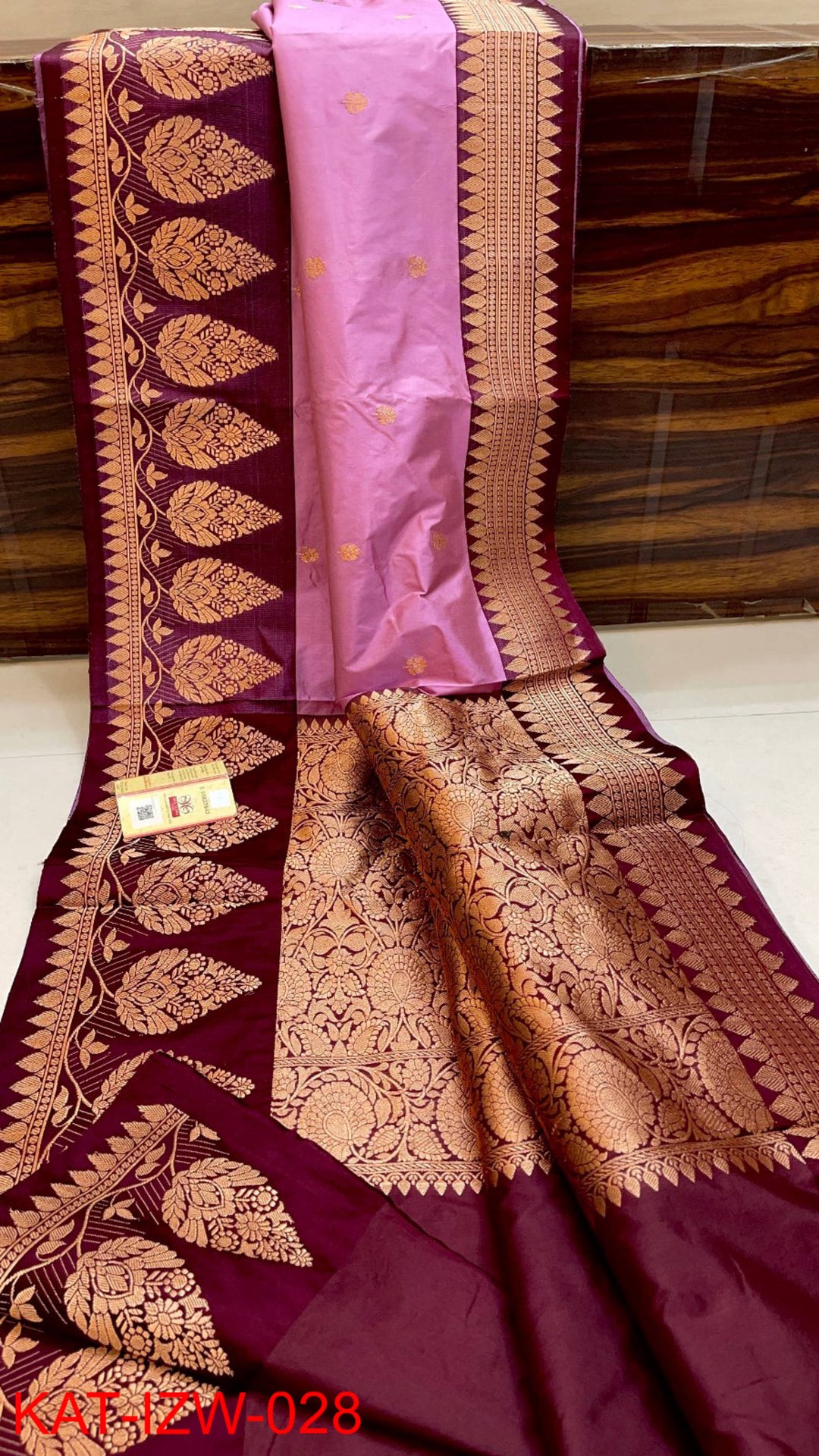 Pure Banarasi Katan Silk Saree With Antique Zari Work.