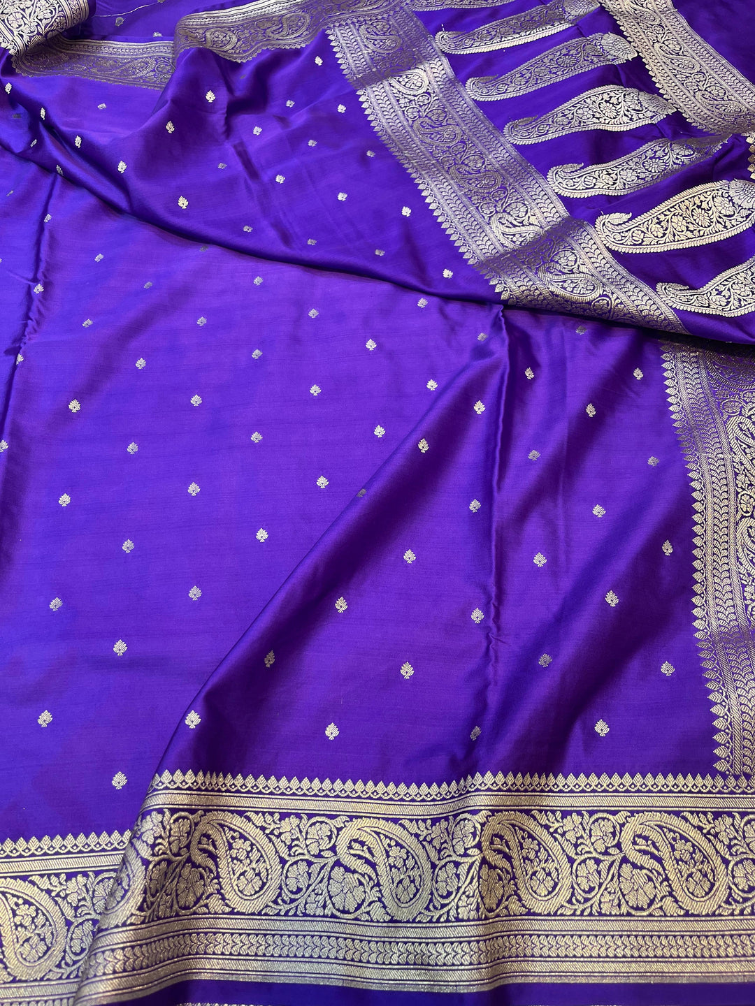 Pure Banarasi Mashru Silk Saree With Zari Work.