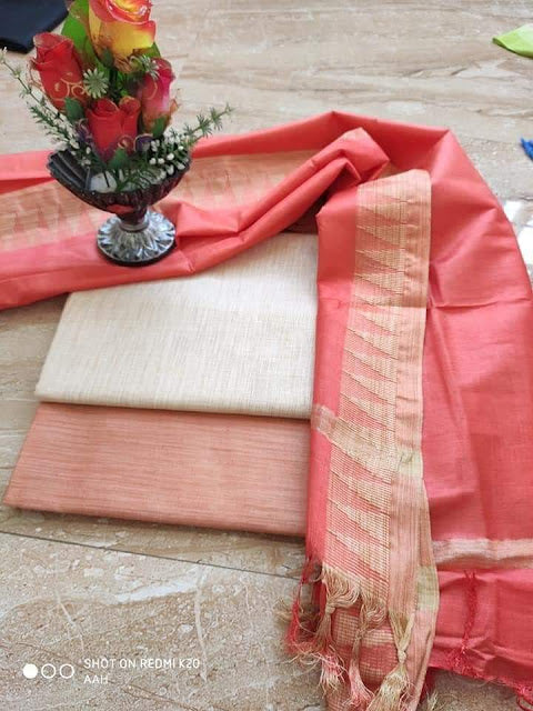 Khaddi Cotton Unstitched Suit With Viscose Silk Dupatta.
