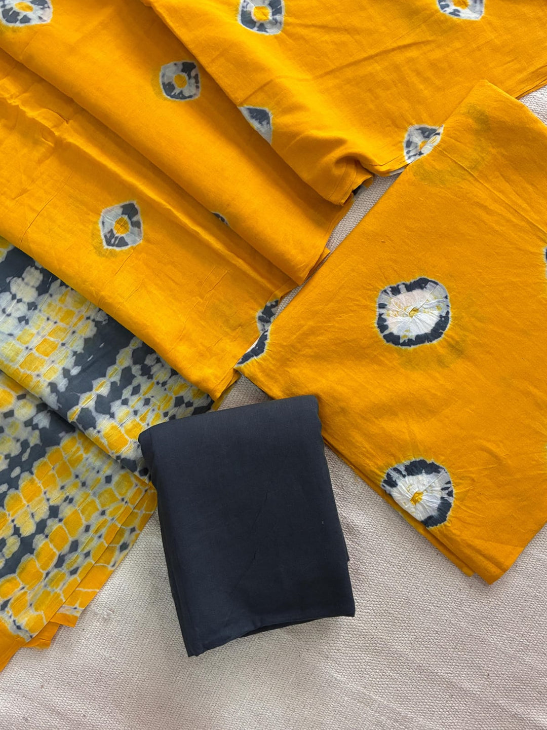 Pure Cotton Hand Block Print Unstitched Suit with Cotton Dupatta.