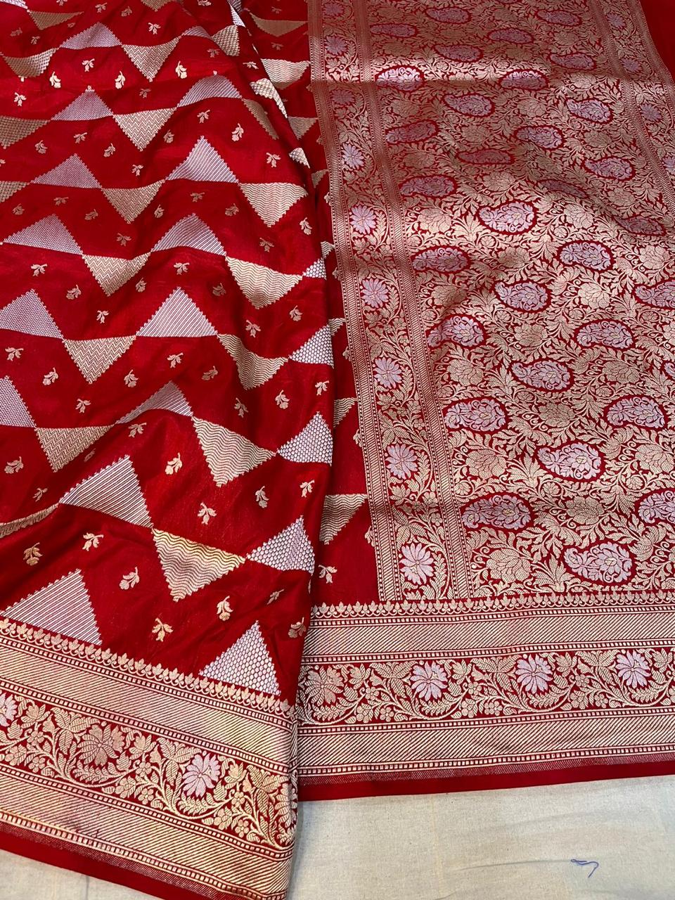 Pure Banarasi Handloom Katan Silk Saree With Beautiful  Zari Work .
