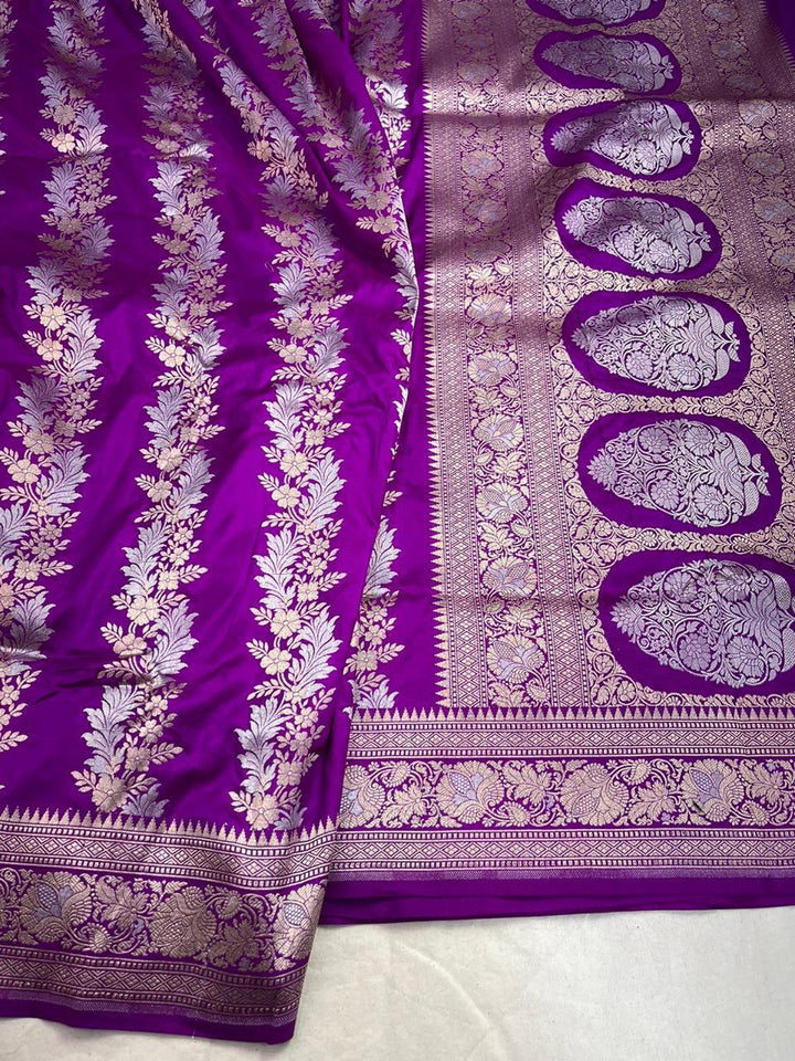 Pure Banarasi Handloom Katan Silk Saree With Beautiful  Zari Work .