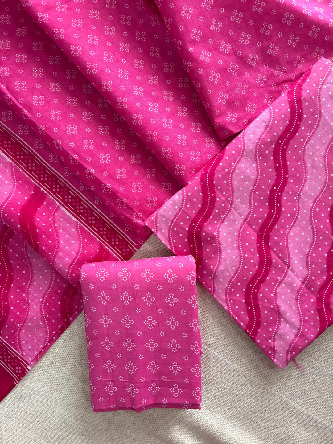 Pure Cotton Hand Block Print Unstitched Suit with Cotton Dupatta.