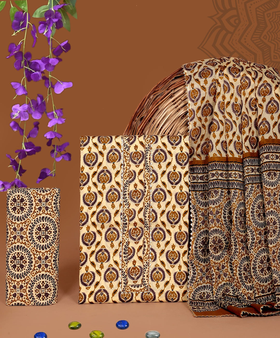 Pure Cotton Gotta patti Work unstitched Suit With Cotton Dupatta.