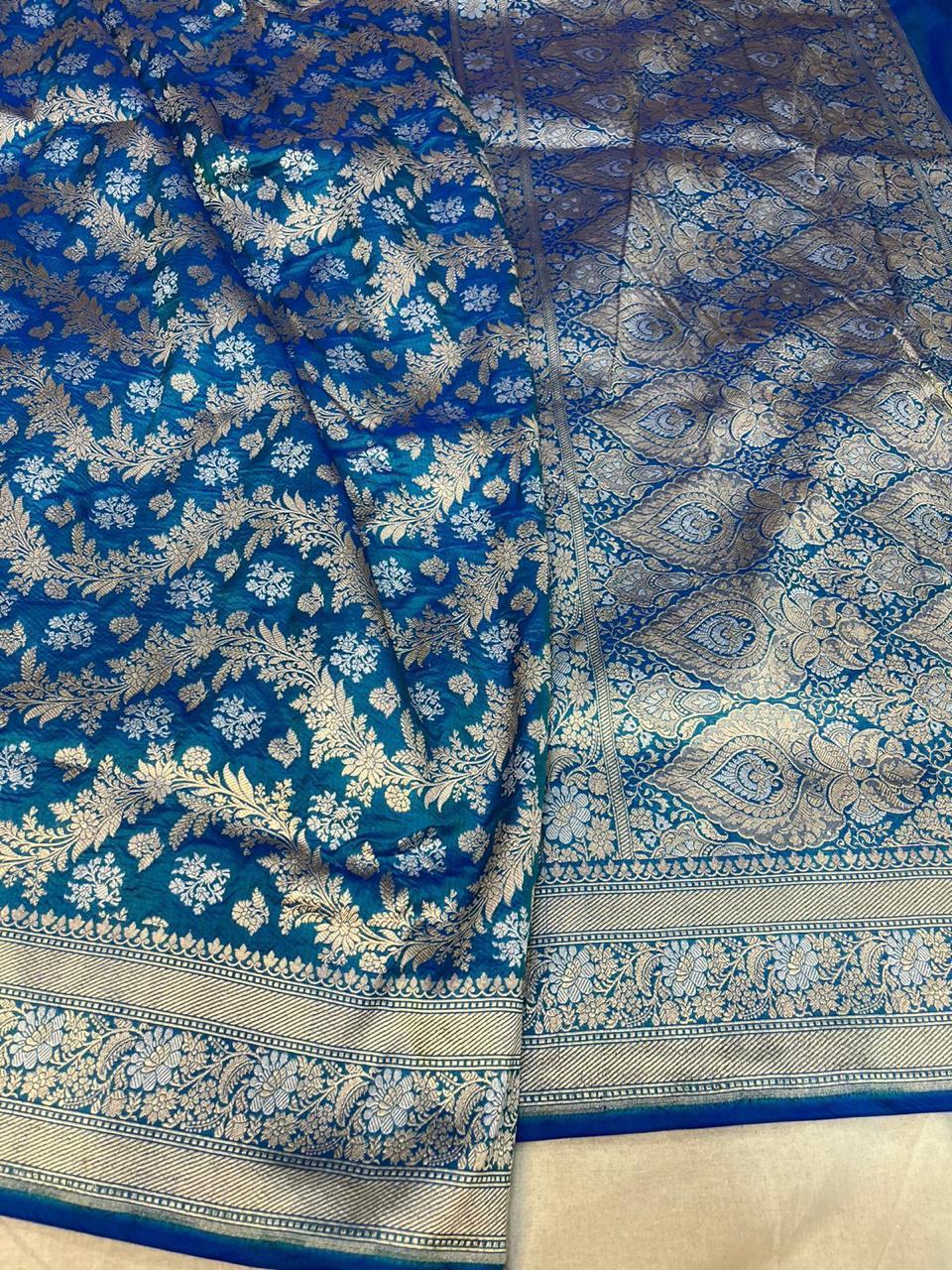 Pure Banarasi Handloom Katan Silk Saree With Beautiful  Zari Work .