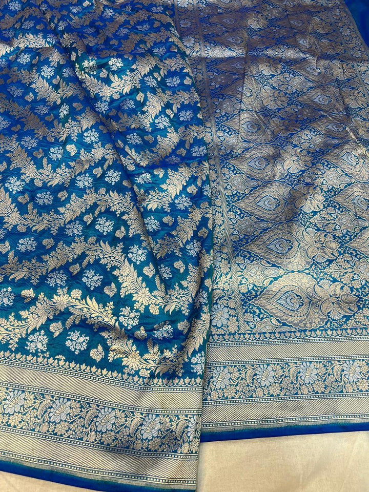 Pure Banarasi Handloom Katan Silk Saree With Beautiful  Zari Work .