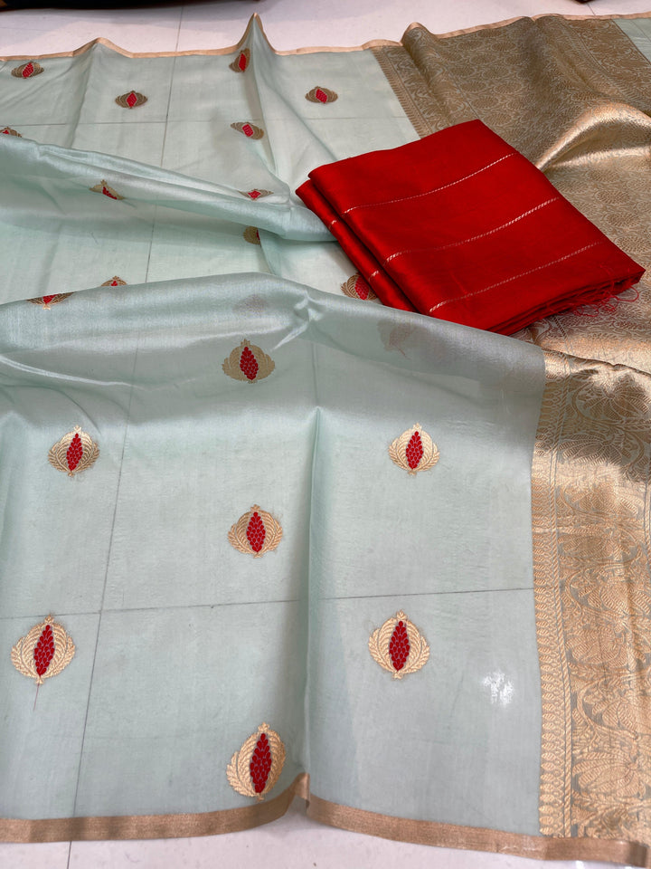 Pure Kora Organza Silk Handloom Zari Work Saree.