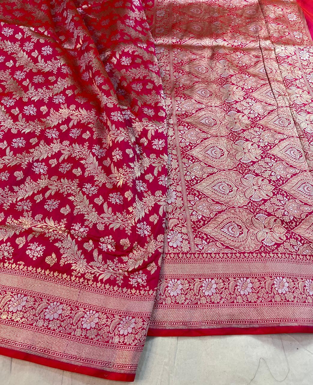Pure Banarasi Handloom Katan Silk Saree With Beautiful  Zari Work .