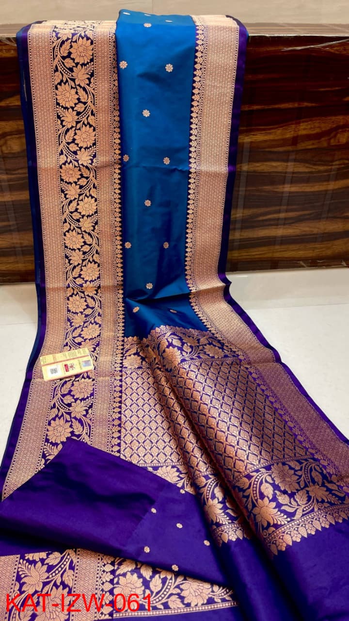 Pure Banarasi Katan Silk Saree With Antique Zari Work .