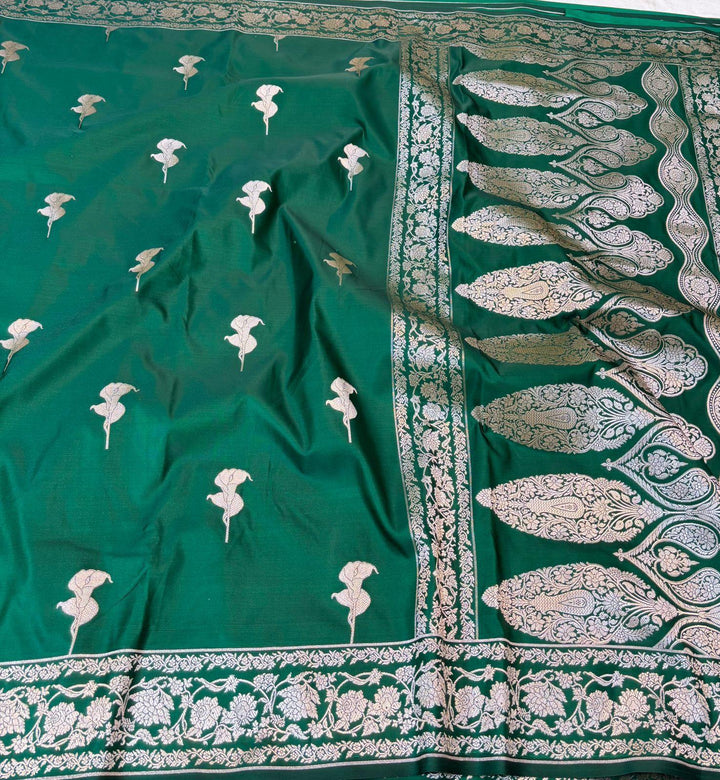 Pure Banarasi Mashru Silk Saree With Zari Work.