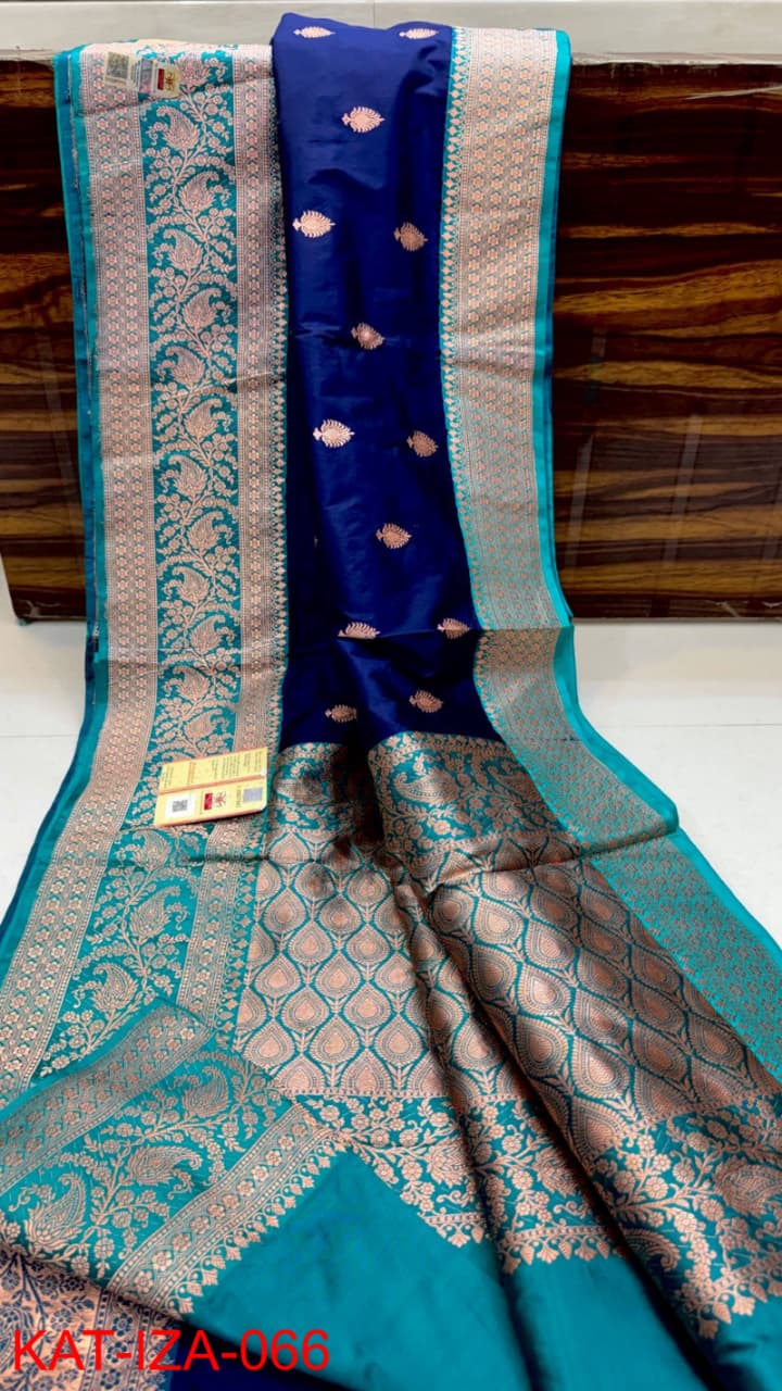 Pure Banarasi Katan Silk Saree With Antique Zari Work .
