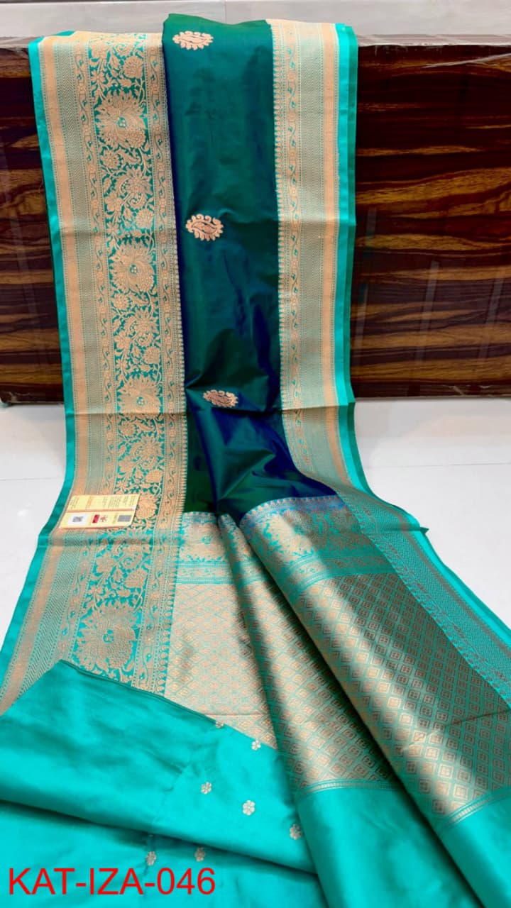 Pure Banarasi Katan Silk Saree With Antique Zari Work .