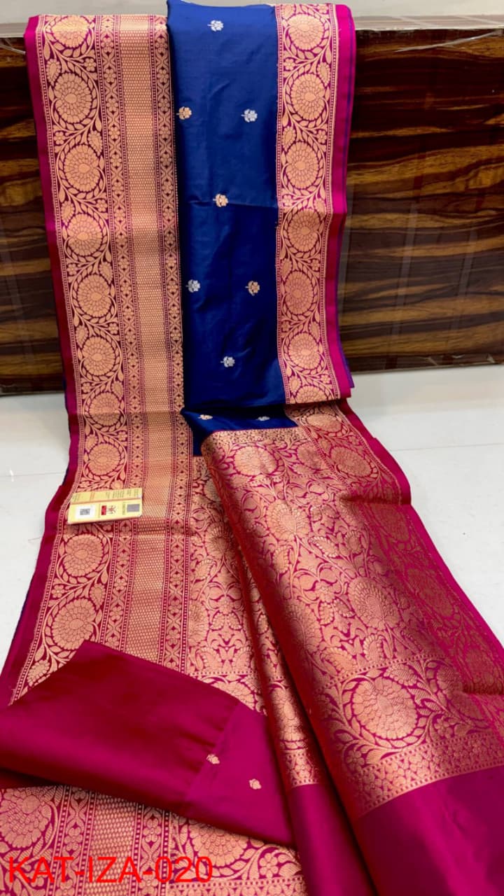 Pure Banarasi Katan Silk Saree With Antique Zari Work .