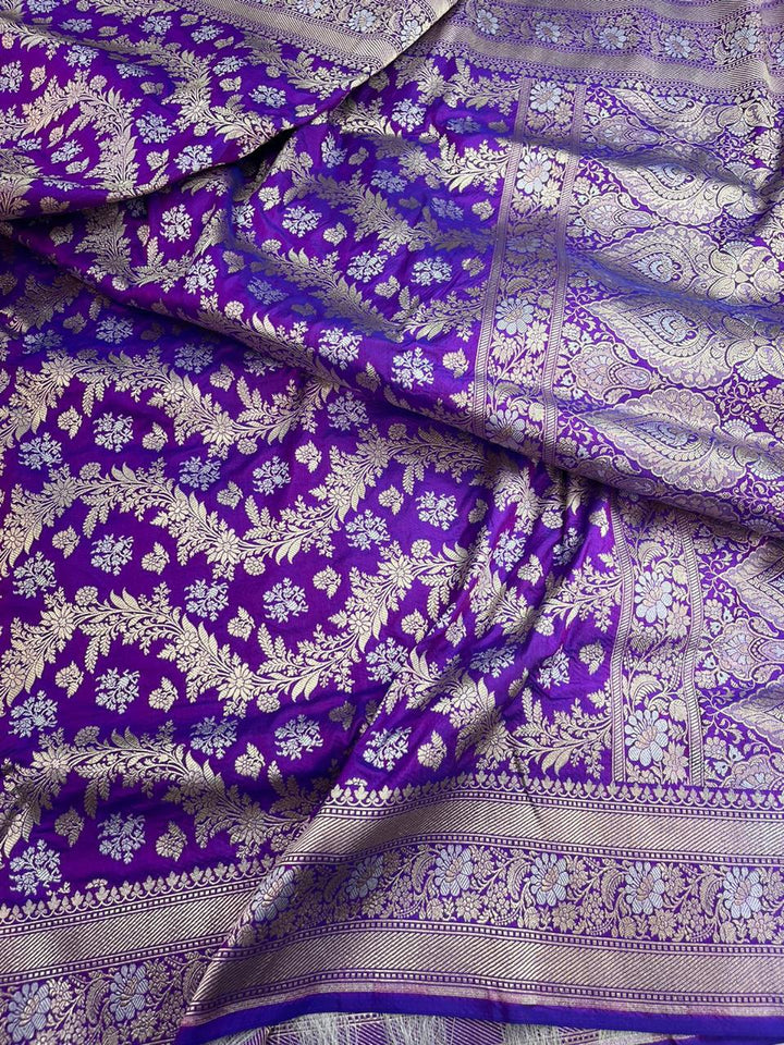 Pure Banarasi Handloom Katan Silk Saree With Beautiful  Zari Work .