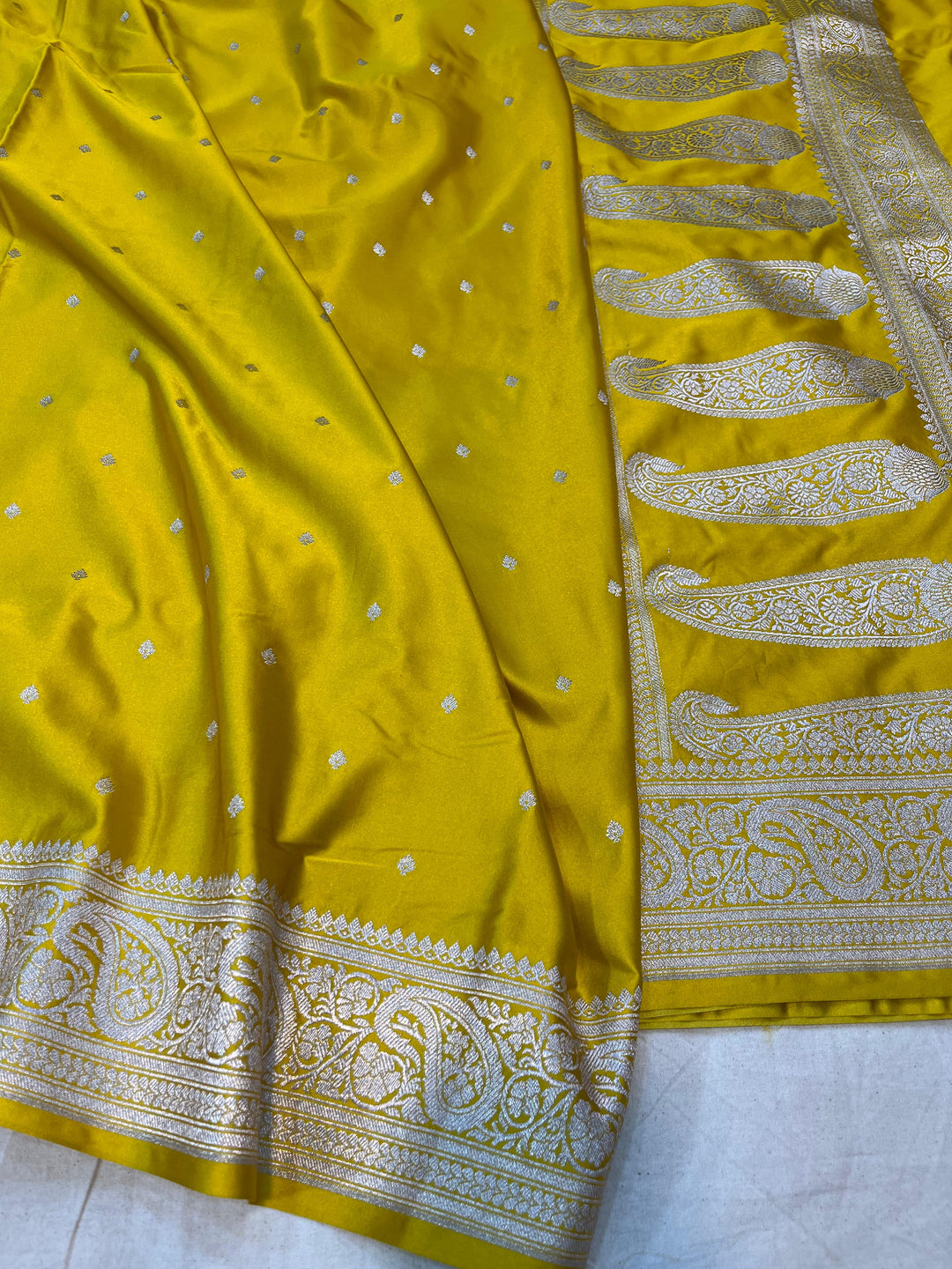 Pure Banarasi Mashru Silk Saree With Zari Work.