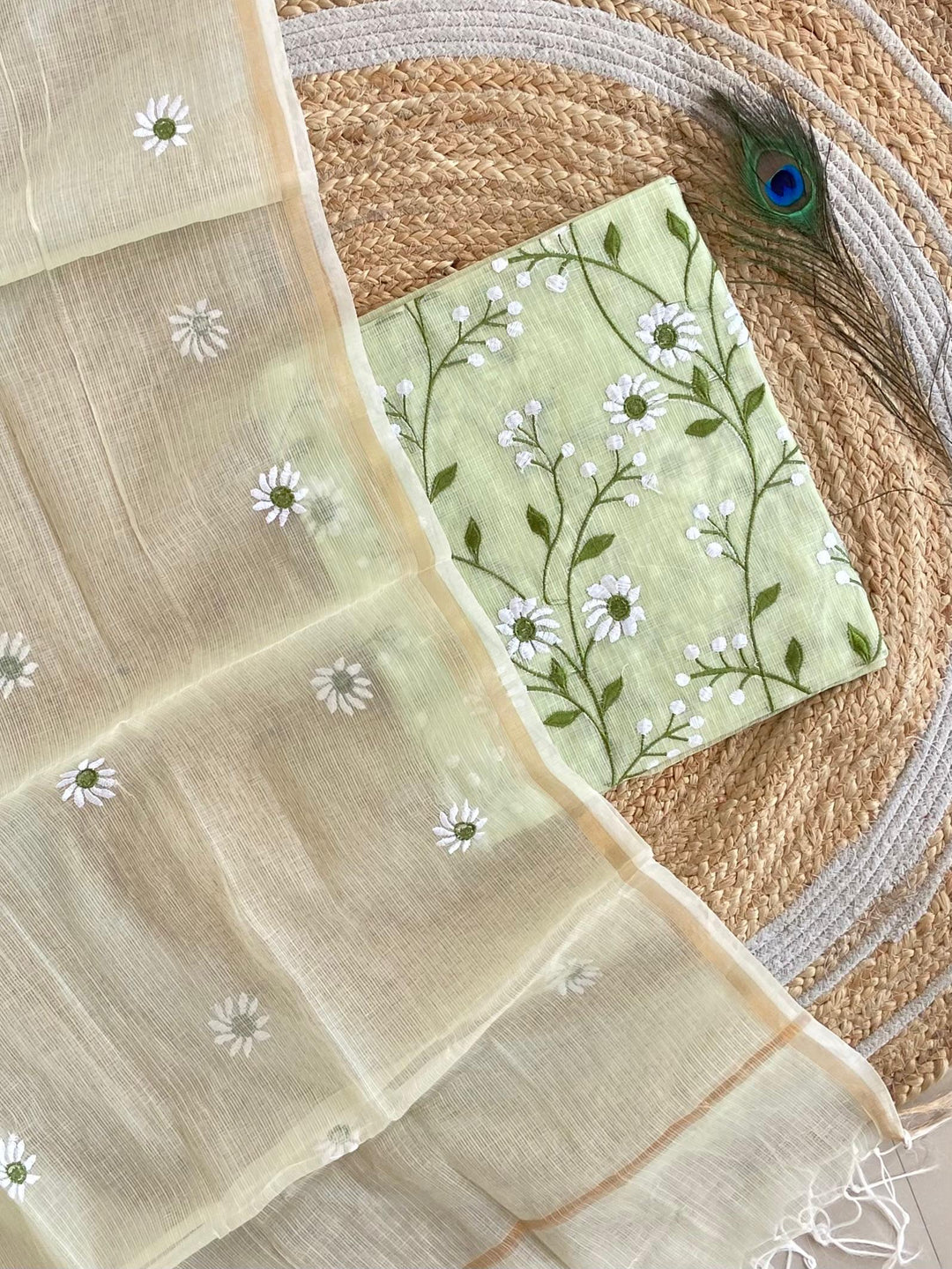 Pure Kota Doriya Embroidered Unstitched Suit With Dupatta
