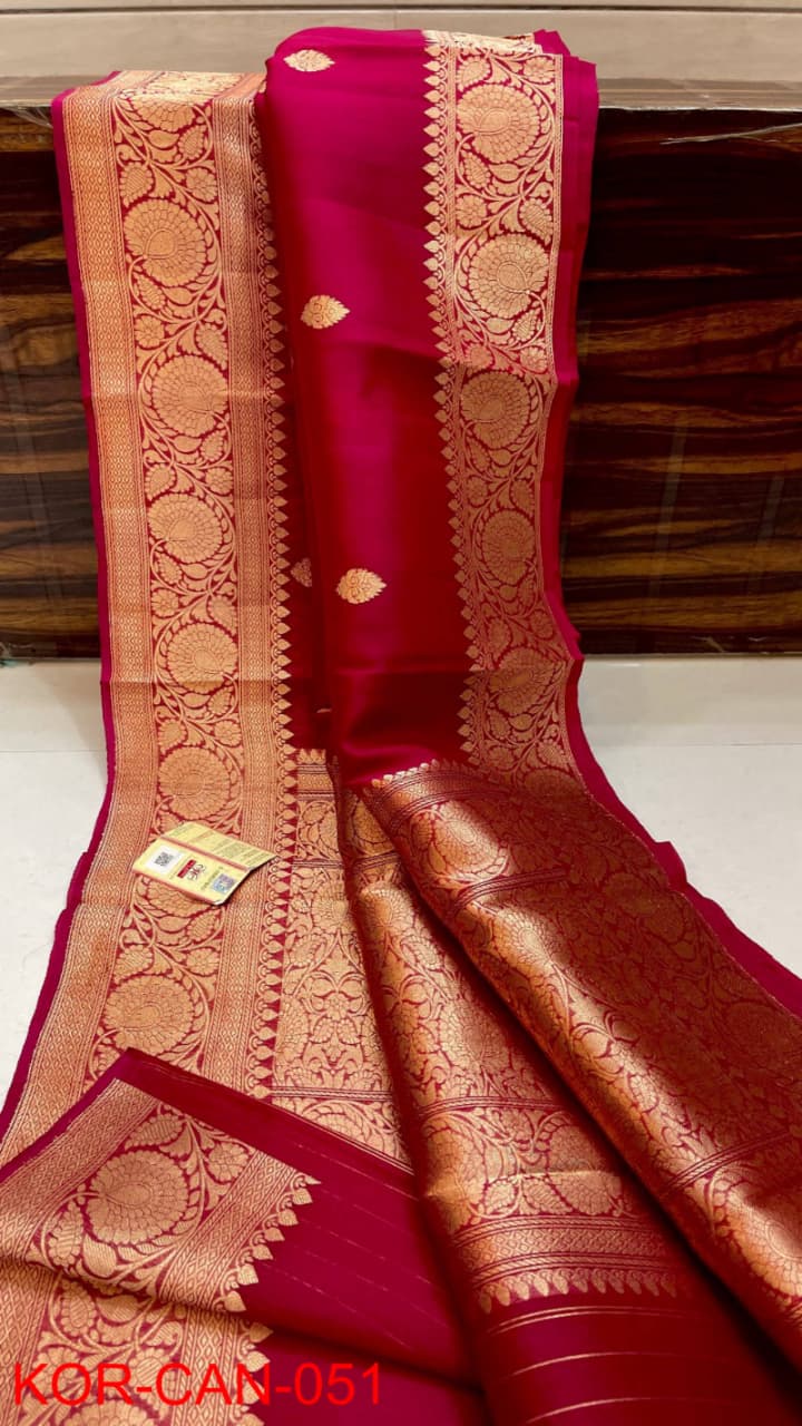 Pure Kora Organza Silk Hanloom Zari Work Saree.