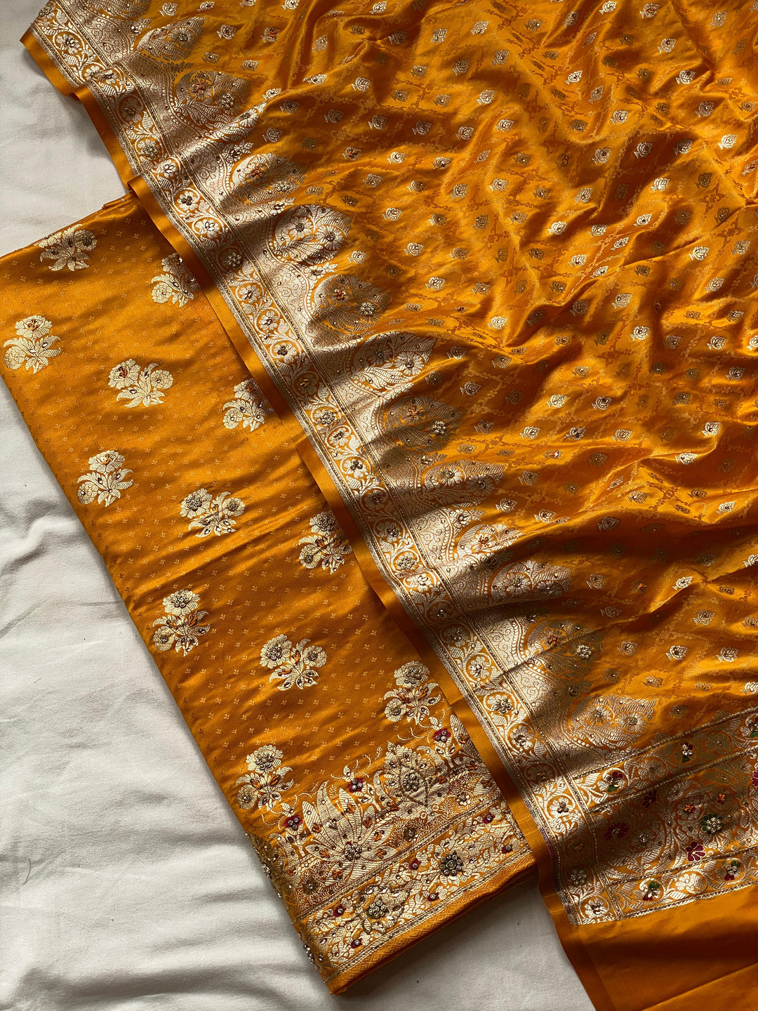 Pure Banarasi Katan Satin Silk UNstitched Suit.