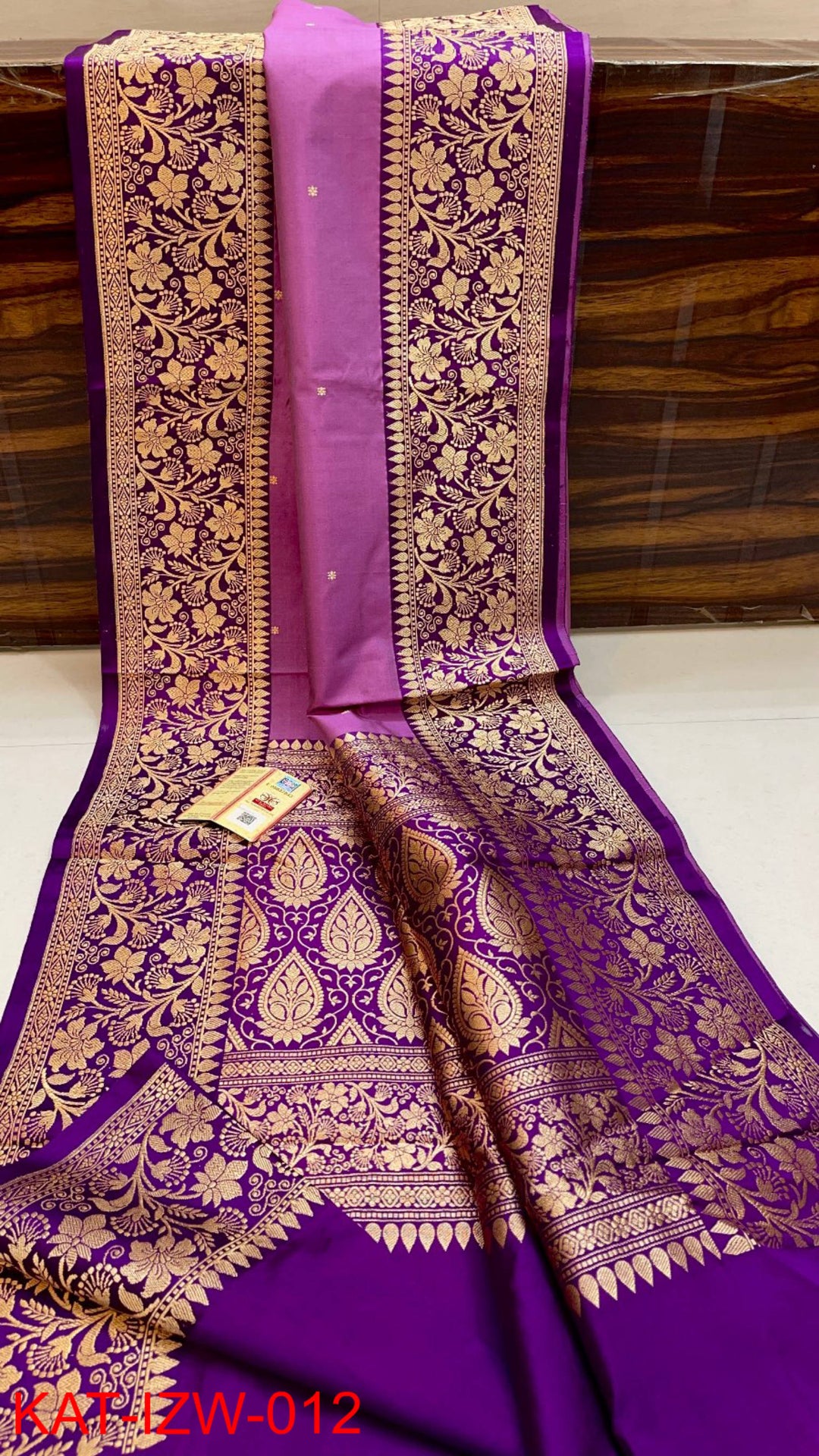 Pure Banarasi Katan Silk Saree With Antique Zari Work.