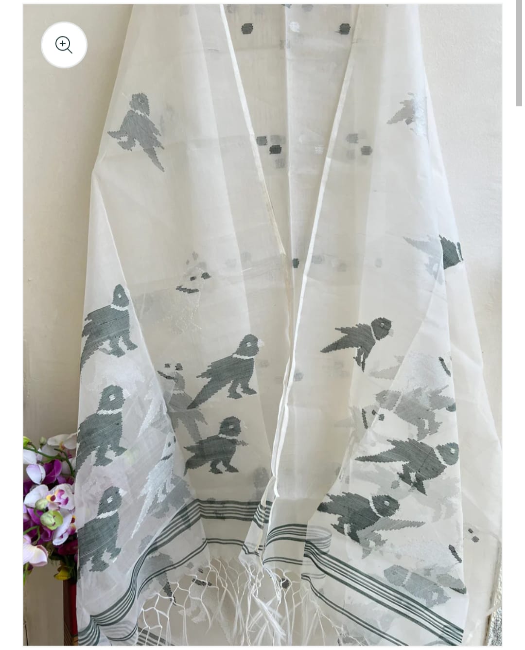 Pure Maslin Silk 2PC Jamdani Unstitched Suit With Bird Motif