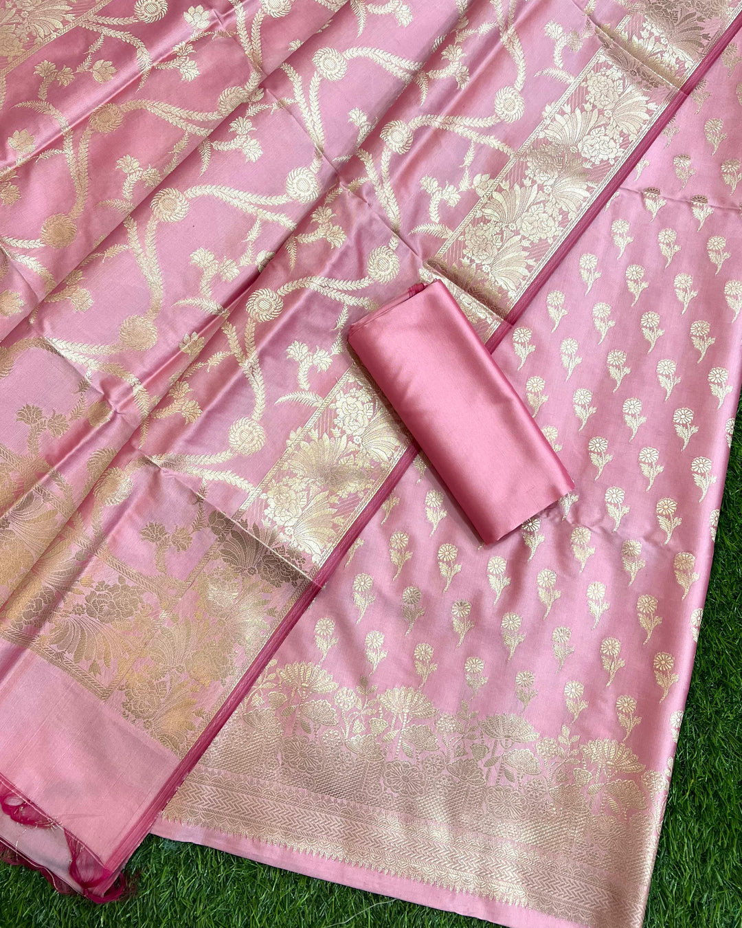 Exclusive Banarasi Silk 3 pc Unstitched suit .