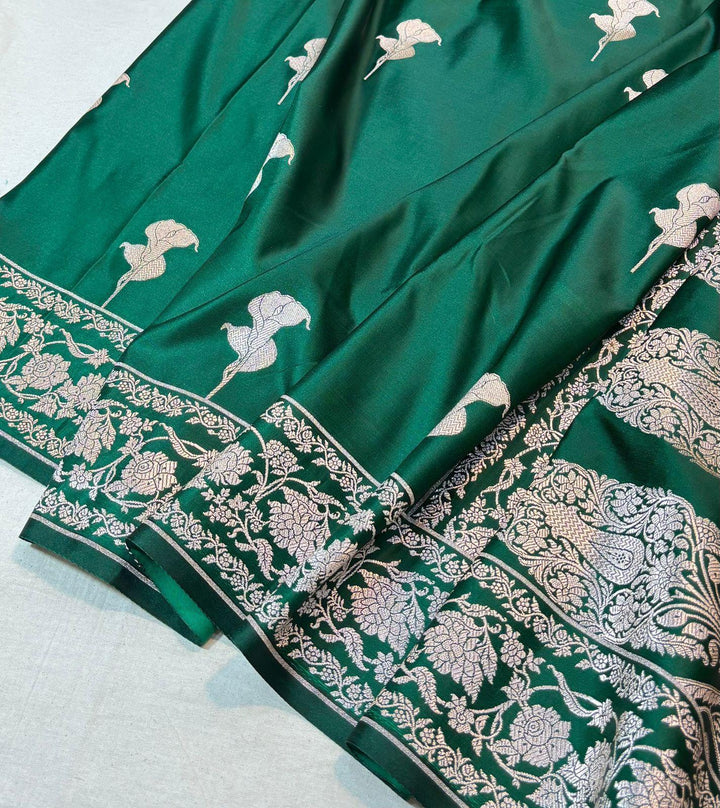 Pure Banarasi Mashru Silk Saree With Zari Work.