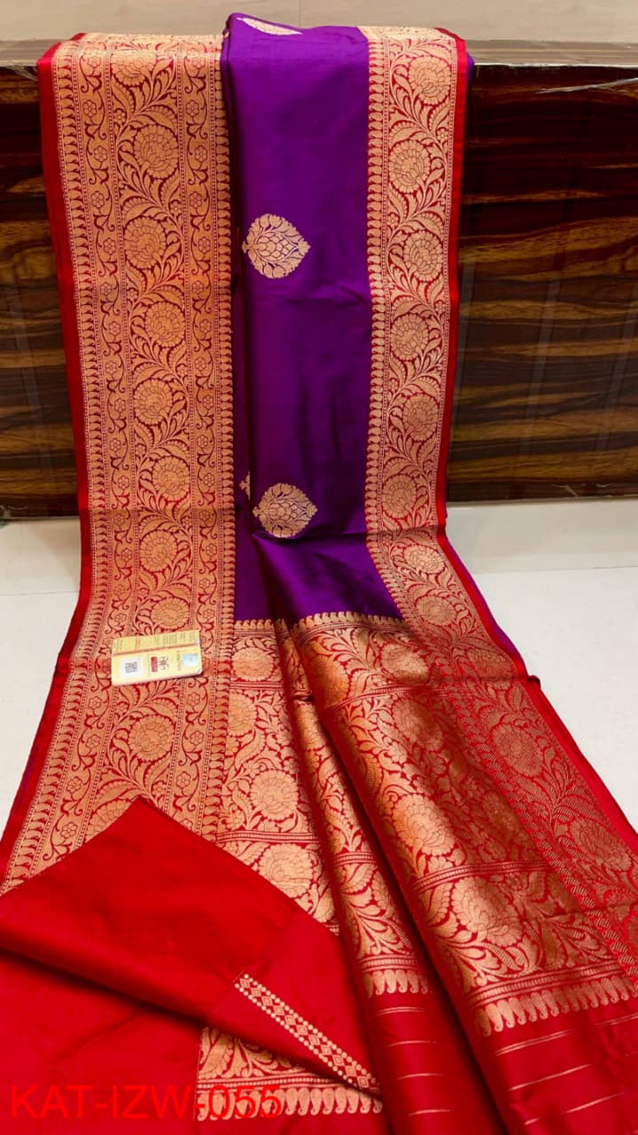 Pure Banarasi Katan Silk Saree With Antique Zari Work .