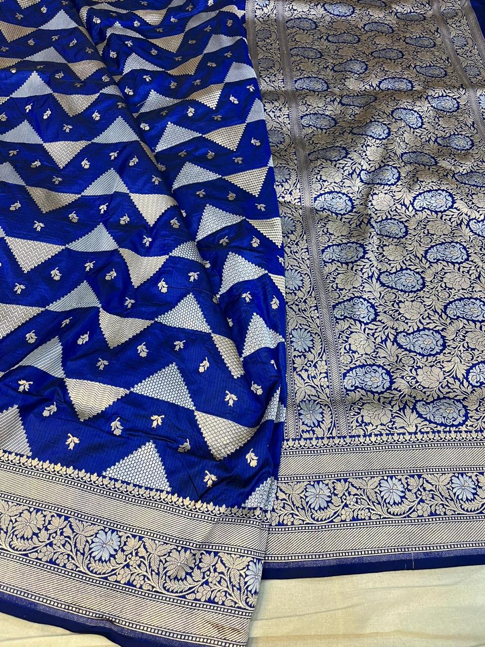 Pure Banarasi Handloom Katan Silk Saree With Beautiful  Zari Work .