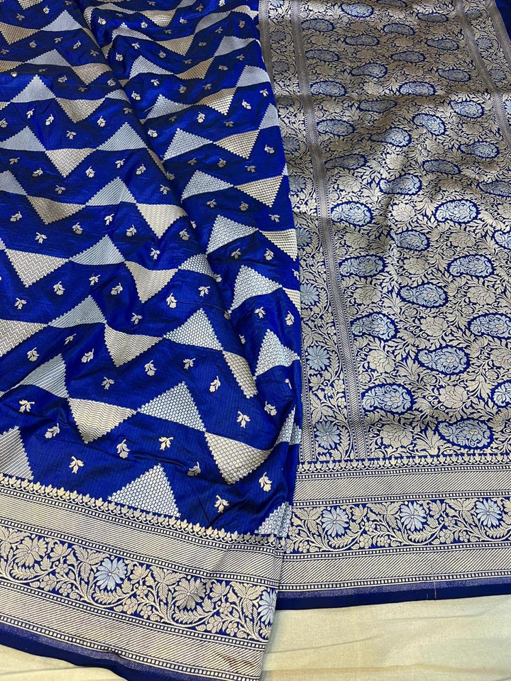 Pure Banarasi Handloom Katan Silk Saree With Beautiful  Zari Work .