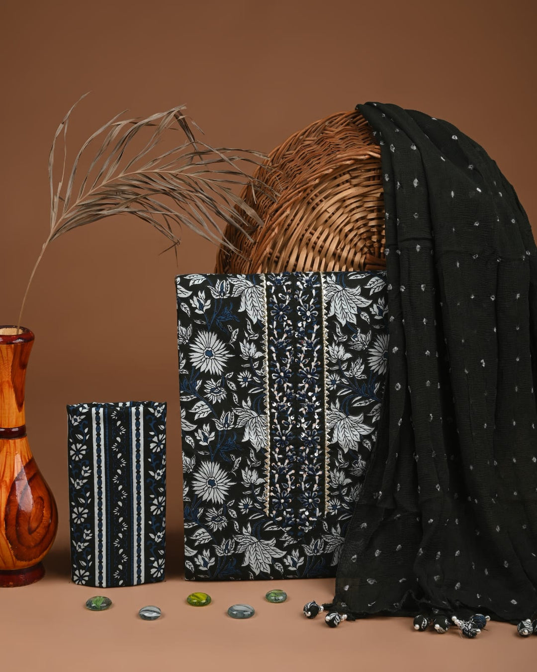 Pure Cotton Gotta patti Work unstitched Suit With Chiffon Dupatta.