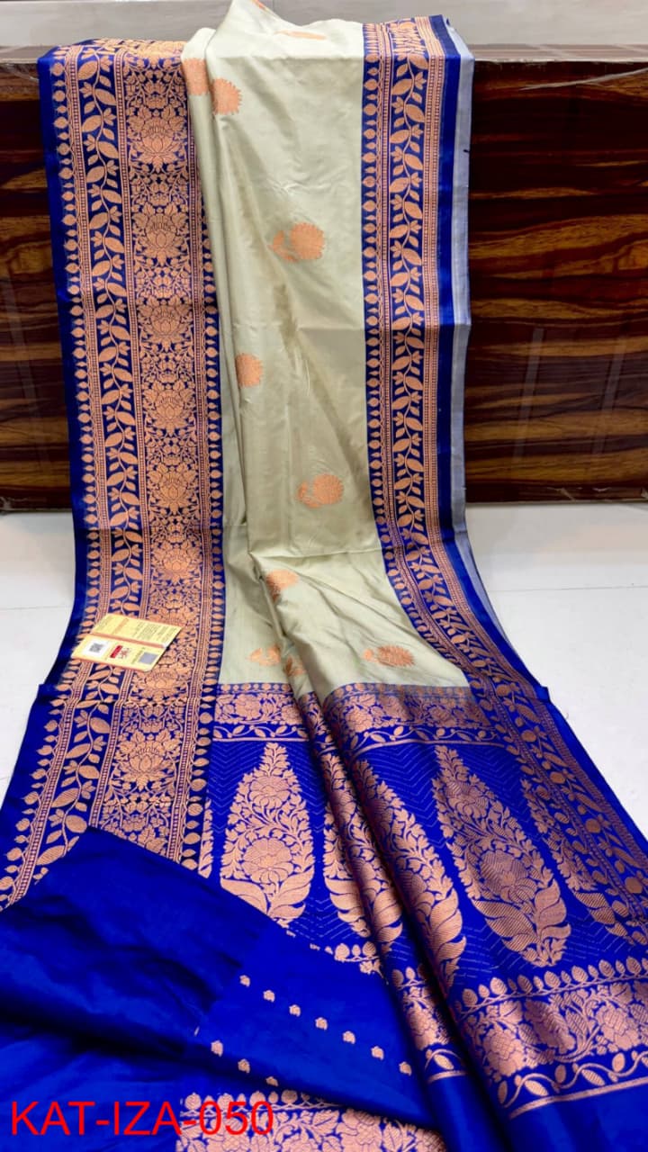 Pure Banarasi Katan Silk Saree With Antique Zari Work .