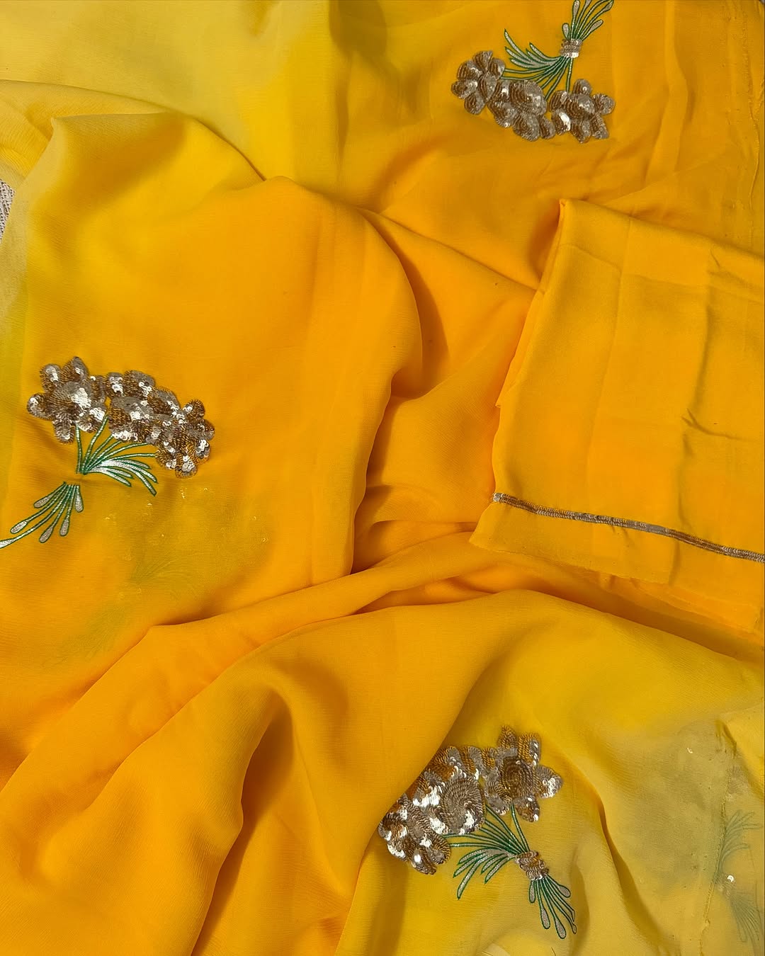 Pure Dimond Chiffon Sequnce Work Saree With Running Blouse.(13Buit )